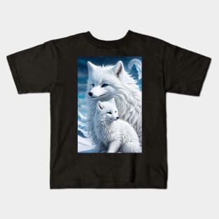 Beautiful arctic fox with her baby Kids T-Shirt